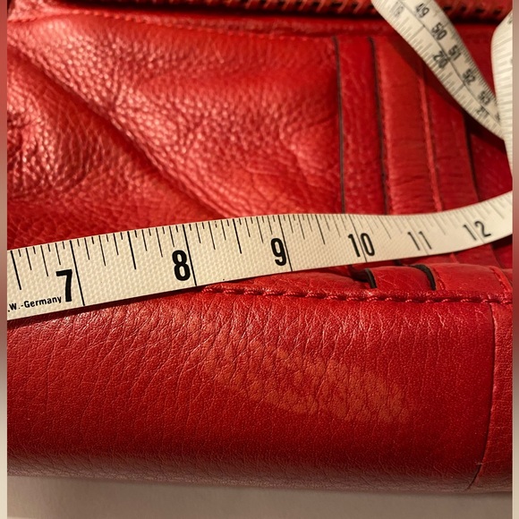 Leather Bag ORYANY Red Pebble Leather Satchel Bag Adj Strap Metal Hardware - Picture 16 of 16